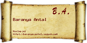 Baranya Antal névjegykártya